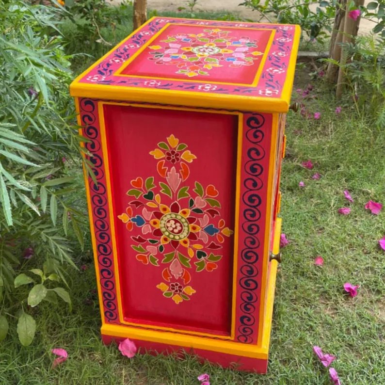 Hand Painted Rajasthani Wooden Cabinet